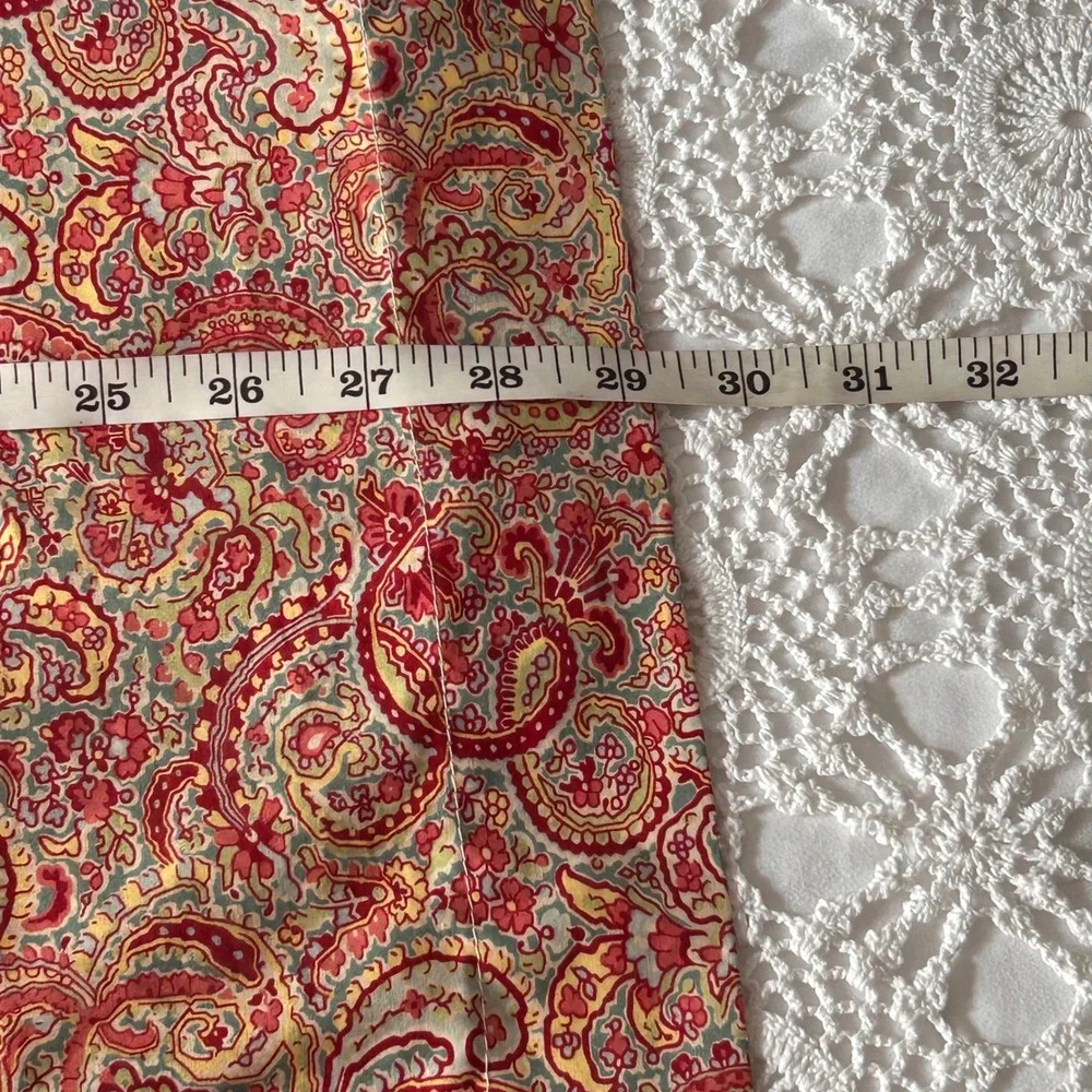 Pottery Barn Red Gold Teal Paisley 100%‎ Cotton Pillowcase